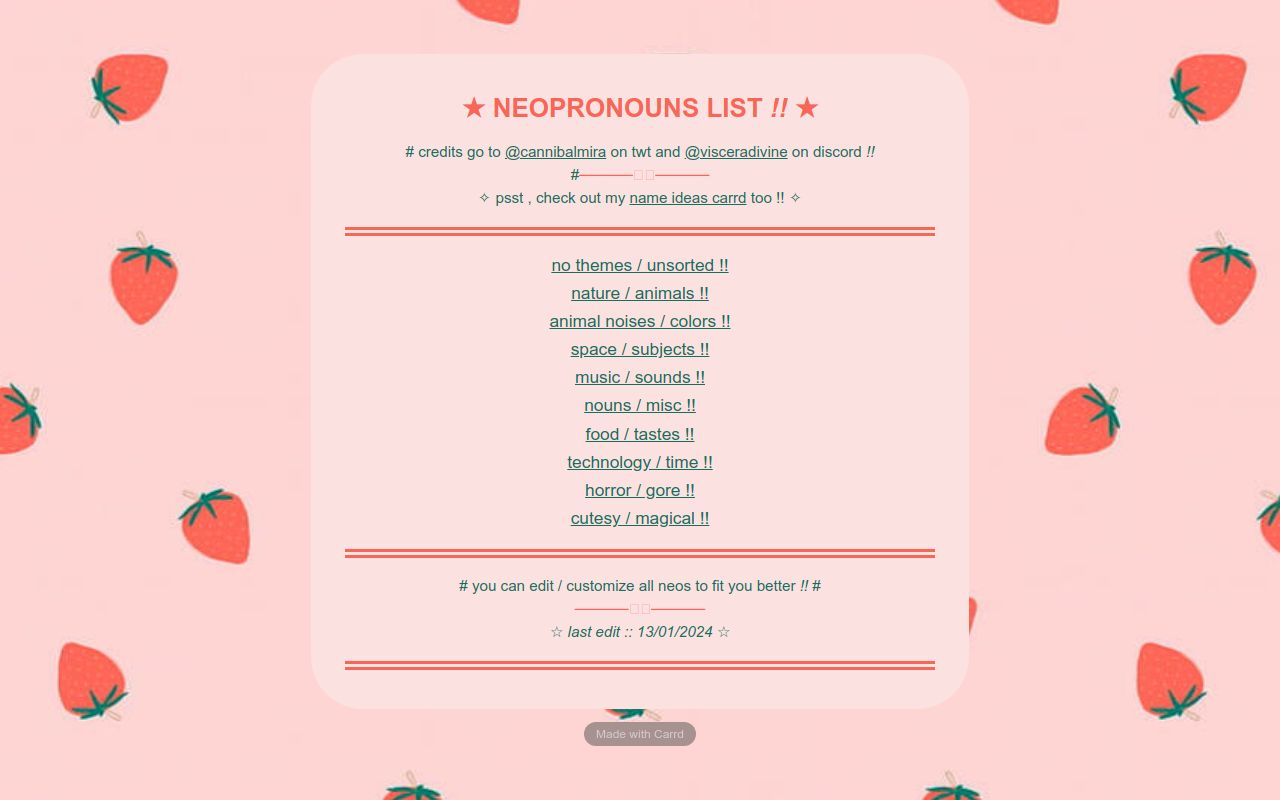 Neopronoun Carrd
